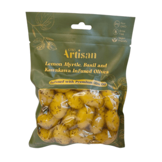 Lemon Myrtle, Basil & Kawakawa infused olives - Cannonhill Gourmet